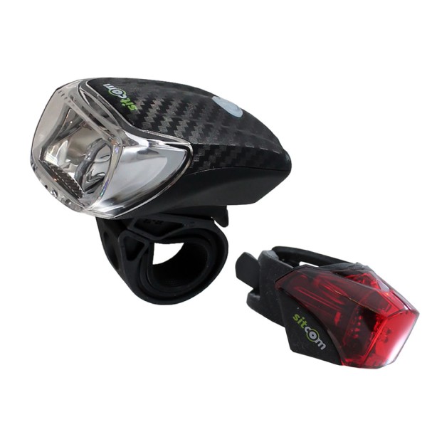 Bicycle LED Light Set 40 LUX Sensor Ricaricabile anteriore / posteriore USB nero