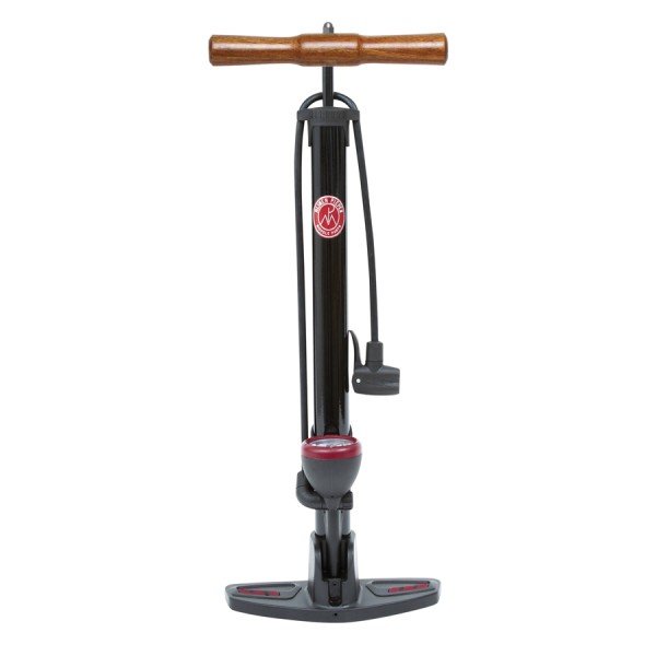 Pompa per biciclette 11 bar con manico in legno e manometro nero