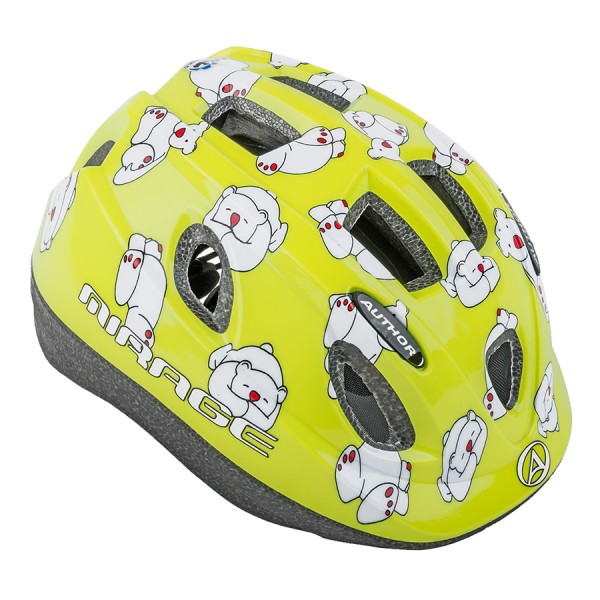 casco per bici Mirage casco per bici per bambini taglia S 48cm-52cm orso bianco Dial-Fit verde chiaro
